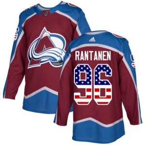 Herren Colorado Avalanche Eishockey Trikot Mikko Rantanen #96 Authentic Burgundy Rot USA Flag Fashion